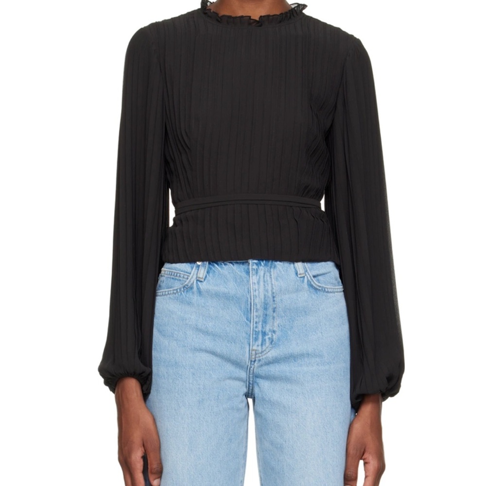 FRAME Black Cutout Blouse